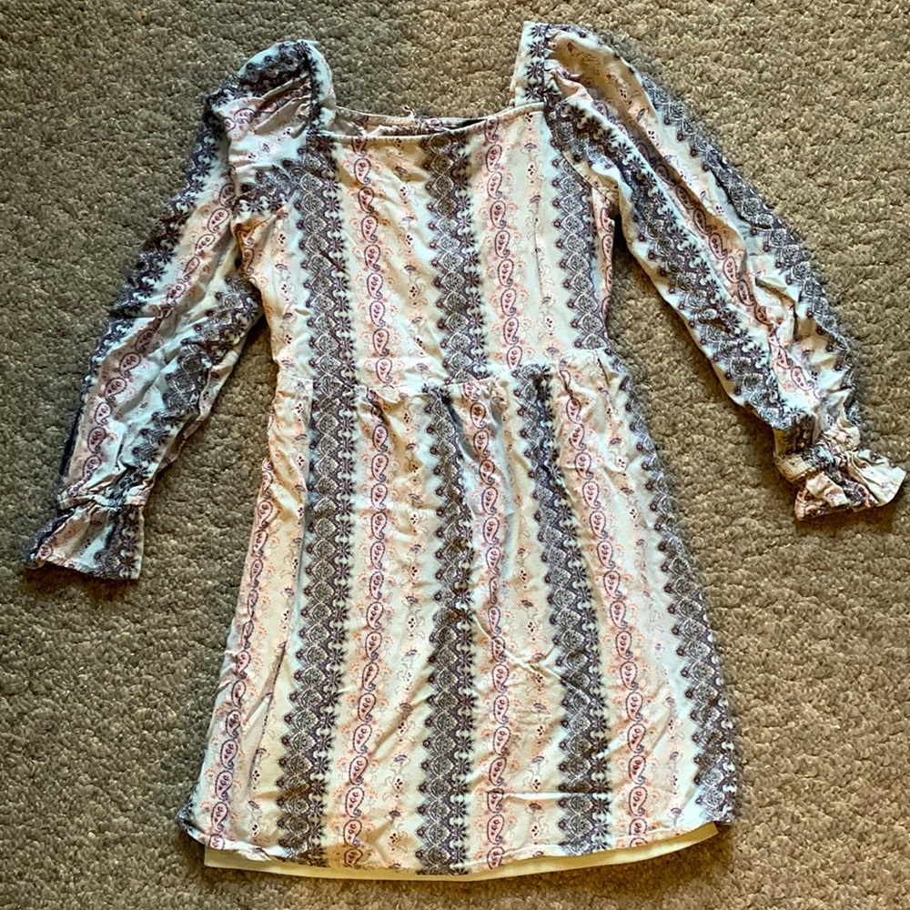 Art Class Paisley Print Tie Back Mini Dress